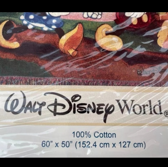 Walt Disney World Woven Tapestry Throw Blanket 60 x 50 Mickey & Minnie - Picture 2 of 3
